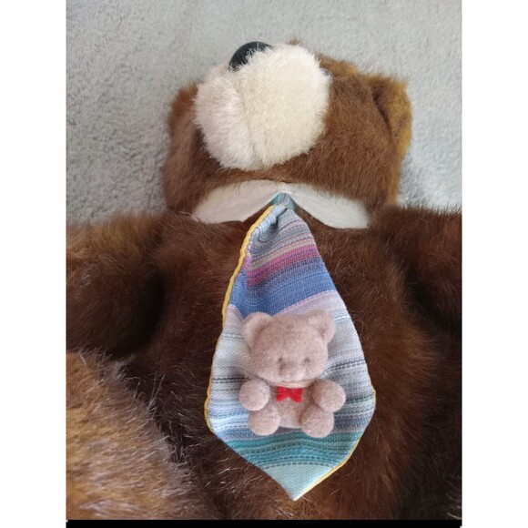 Vintage Applause Teddy Bear Plush w/tie & Collar 1986 Brown #22022 Ryan 9"inc - Picture 2 of 6
